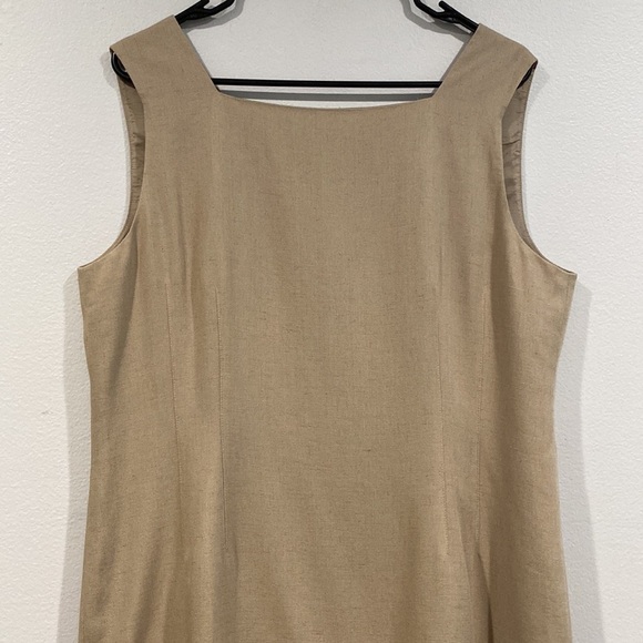 Kasper ASL Petite Tank A-Line Sage Green Linen Pencil Dress - Size 14P - Picture 2 of 8